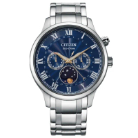 【CITIZEN 星辰】GENTS光動能月相盈虧藍寶石鋼帶錶42mm(AP1050-81L/AP1059-19E 兩色可選)