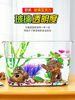 烏龜缸小型家用高透明仿玻璃鱷龜巴西龜專用缸塑料造景生態飼養箱