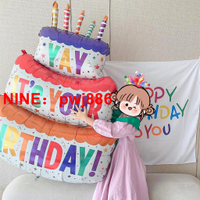 [台灣公司貨 可開發票]卡通生日蛋糕寶寶周歲女孩氣球男孩派對布置兒童數字場景裝飾拍照