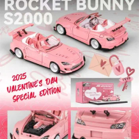 Micro Turbo 1:64 ROCKET BUNNY S2000 Valentine's Day Limited Version Pink limited999 Diecast Model Ca