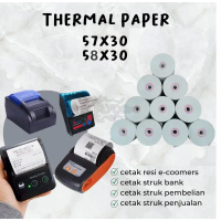 KERTAS STRUK THERMAL 57X30 58X30 PAPER ROLL MINI PRINTER BLUETOOTH 58M