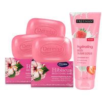 【Dermisa】扶桑花光透亮淡斑皂3入組再贈草莓牛奶去角質霜(淡斑 美白 膠原蛋白 積雪草 穀胱甘肽 潔顏皂)
