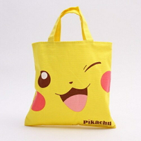 大賀屋 日貨 皮卡丘 棉質 手提袋 收納袋 購物袋 便當袋 Pokemon 神奇寶貝 精靈 寶可夢 J00013897