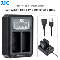 JJC USB Camera Battery Charger Fit NP-W126/126S Batteries for Fujifilm XS10 XE4 XE3 XE2 XT3 XT2 XT30II XT30 XT20 X100V X100VI