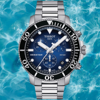 TISSOT天梭 官方授權 Seastar 1000 300米 海洋之星 潛水計時腕錶 母親節 禮物 45.5mm/T1204171104101