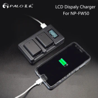 Palo LCD Display Camera Battery Charger NP-FW50 FW50 Charger USB Dual charger for Sony alpha A3000 A7S NEX 5t 5R 5TL 5N 5C ect.