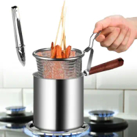 304 Stainless Steel Multipurpose Deep Fryer Pot Oil Fryer String Fryer Mini Fryer Household Kitchen Small Deep Fryer with Lids
