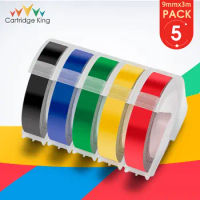 Mixed Color 5PK 9mm 3D Label Tape Compatible Dymo 3D Embossing Tape for Motex E101 E202 E303 E404 1610 Dymo Label Maker Sticker
