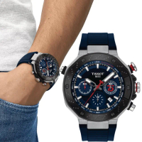 【TISSOT 天梭】官方授權 MOTOGP 75周年限量 三眼計時機械錶 男錶 手錶(T1414272704100)