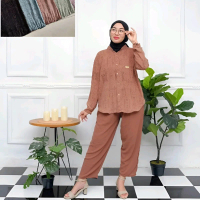 Ld 110 setcel crinkle motif/setcel kemeja crinkle airflow//setelan crinkle airflow premium Bunga Po