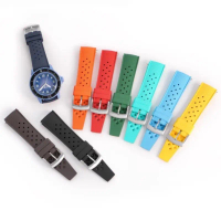 Dây đeo silicon, 20 / 22mm, cho đồng Đồng Hồ Blancpain Barracuda, được làm bằng cao su Fluororubber 