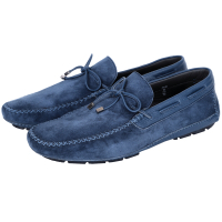 MORESCHI 麂皮拼接綁帶樂福鞋(藍色)