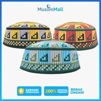 Peci Aceh The Kufi Original – Peci Khas Nusantara Premium dengan Motif Geometris Elegan 10 Biru - Si