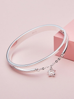 銀手鐲女純銀年輕款時尚個性足銀手環鐲子小眾設計送女友生日禮物