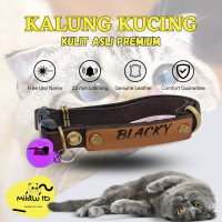 Miiaw ID Kalung Kucing Premium Kulit Asli Tag Free Custom Nama