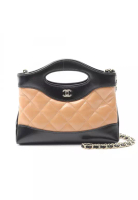 Chanel Pre-Loved Chanel Chanel 31 Nano chain shoulder bag leather black beige gold hardware 2WAY