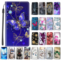 Flower Pattern Flip Case For OPPO A54S A54 4G A53s A55 5G A 54 A53 S OppoA54 Wallet Leather Phone Cases Stand Book Cover Bags