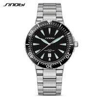SINOBI Top Brand Man Watches Sapphire Luxury Quartz Wristwatch Stainless Steel Waterproof Men's Calender Clock Relogio Masculino