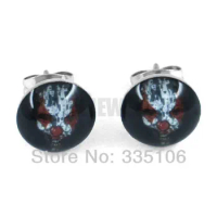 Free Shipping! Bloody Ghost Skull Earrings Stainless steel Jewelry Fashion Motor Earrings SJE370071