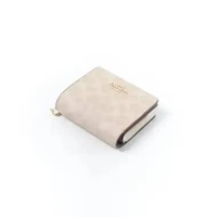Dompet COACH MONOGRAM IVORY WHITE BEIGE BIFOLD WALLET 100% ORIGINAL 10X9CM