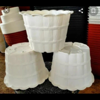 pot putih motif kayu 20cm