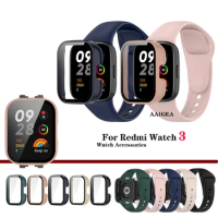 For Redmi Watch 3 Tempered Glass Screen Protector Case Silicone Strap Smart Watch Replacement Accessories