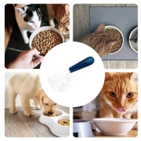 Scooper for Dog Food Cat-Ear Shape Food Scoopers Kitten Food Measuring Cups Clear Convenient Scoops Bag Sealing Clip for Dry