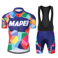 Men's cycling maillot Set Cube Blue Bicycle shirt mtb shorts team Bike Clothing Cyc Jersey Jumper Men Colored Squares
