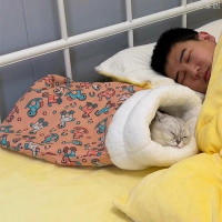 貓窩冬季保暖半封閉式睡袋窩深度睡眠被子貓咪被窩貓墊子四季通用