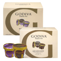 【GODIVA】買一送一 家庭號4杯裝冰品 共2組(比利時72%黑巧克力 / 榛子巧克力冰品)