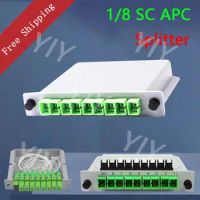 Fiber Optic SC APC PLC 1X8 10PCS/ Lot Splitter Fiber Optical Box FTTH Box with 1X8 Planar Waveguide Type Optical Splitter