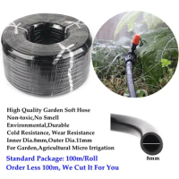 30m~2m Hi-Quality 8/11mm Non-toxic Soft PVC Garden Hose Greenhouse Micro Drip Irrigation Line Farm Watering Water Tube Main Hose