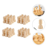 50 Pcs Wooden Chess Pieces Painting Diy Chess Pieces Painting Crafts Toy Blank Game Accessories Child
