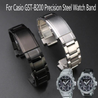 New Solid Steel Bracelet For G-SHOCK Casio Steel Heart GST-B200 Series Business Sport Refined Steel Watchband Silver Black Strap