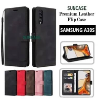 SUNCASE Samsung A30S cover hp model dompet multi fungsi flip case wallet leather SUNCASE RED