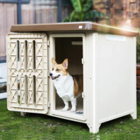 Outdoor Waterproof Dog House Pet Supplies PP Resin Movable Dog Villa Kennel for Pet Indoor Use Large Size Dog House Cat Cage