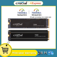 Crucial T500 500GB 1TB 2TB 2280 PCIe 4.0 Up to 7400MB/s NVMe M.2 Internal SSD Solid State Drive For Laptop Desktop PC Computer