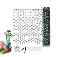 Aboofx Green Chicken Wire for Floral Arrangements, 40 x 13.7 inch Chicken Wire Mesh, Hexagonal PVC Coated Galvanized Iron Wire