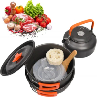 Outdoor Cooking Pan Supplies Set ravel Picnic Tourism Camping Tableware Hiking Equipment T Portable Dishes Nature Hike Cookware