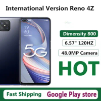 International Version Oppo Reno 4Z CPH2065 5G Cell Phone 48.0MP 6 Cameras NFC Dimensity 800 Face ID 8GB RAM 128GB ROM 6.57 Inch