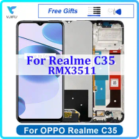 6.6" Original LCD For OPPO Realme C35 RMX3511 Display Touch Screen With Frame Digitizer Assembly Replacement Phone Repair Parts