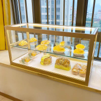 免運/開票 日式 面包框烘焙蛋糕咖啡店糕點甜品多層展示櫃臺面櫃玻璃實木櫃S083快速出貨