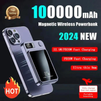 2024 New 100000mAh Wireless Power Bank Magnetic Qi Portable Powerbank Type C Mini Fast Charger For iPhone Samsung MaCsafe