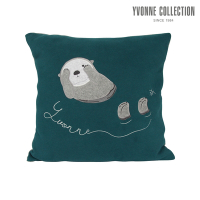 YVONNE COLLECTION 海獺漂漂方形抱枕（45x45公分）-極光綠