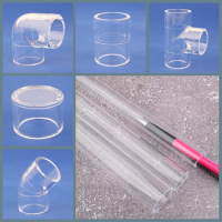 1pc 20 25 32mm Aquarium Fish Tank Plexiglass Acrylic Pipe Joint Home DIY Water Tank PMMA Straight Elbow Tee Connectors