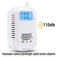 2-in-1 Gas Detector CO Leak Detector Combustible Carbon Monoxide Home Security Alarm Combustible Gas Smoke Alarm Gas Smoke Alarm