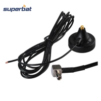 Superbat 2.4GHz Aerial Booster Base Round WiFi Antenna TS9 Right Angle Connnector Extermal Cable 3M for Wireless WLAN