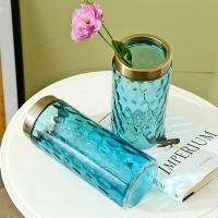 創意彩色花瓶歐式客廳花瓶水養富貴竹百合玻璃插花瓶客廳餐桌擺件