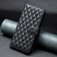 Leather Case For Samsung Galaxy S23 S22 S21 S20 FE Plus Ultra S21FE Flip Wallet Lambskin Lozenge Book Cover Phone Case Funda
