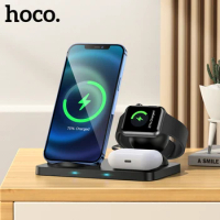 HOCO Wireless Charger 15W Fast Charger Dock Station For iPhone 14 13 12 Pro Max Apple Watch 7 6 SE AirPods 3 Pro